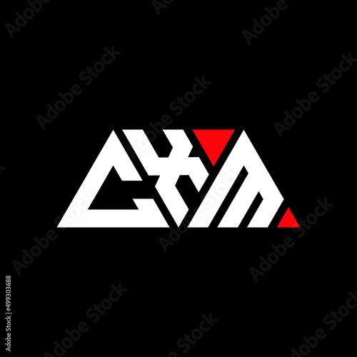 CXM triangle letter logo design with triangle shape. CXM triangle logo design monogram. CXM triangle vector logo template with red color. CXM triangular logo Simple, Elegant, and Luxurious Logo... photo