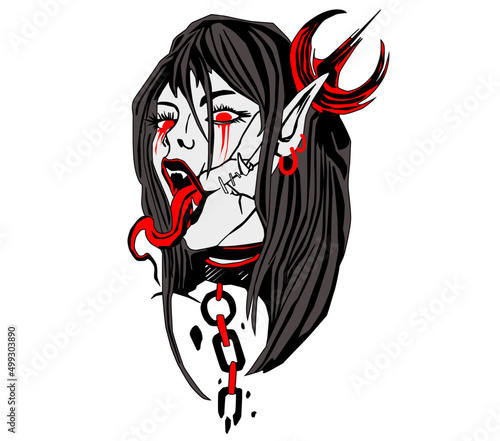 ZOMBIE ELF GIRL TATTOO COLOR AND SKETCH