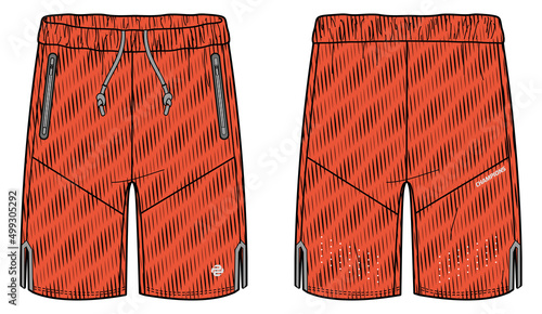 Track Shorts design vector template, Football shorts concept with front and back view for Soccer, basketball, Volleyball, Rugby, tennis, badminton and running active wear shorts design.