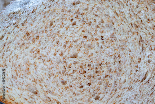 white wheat flour and bread in flour