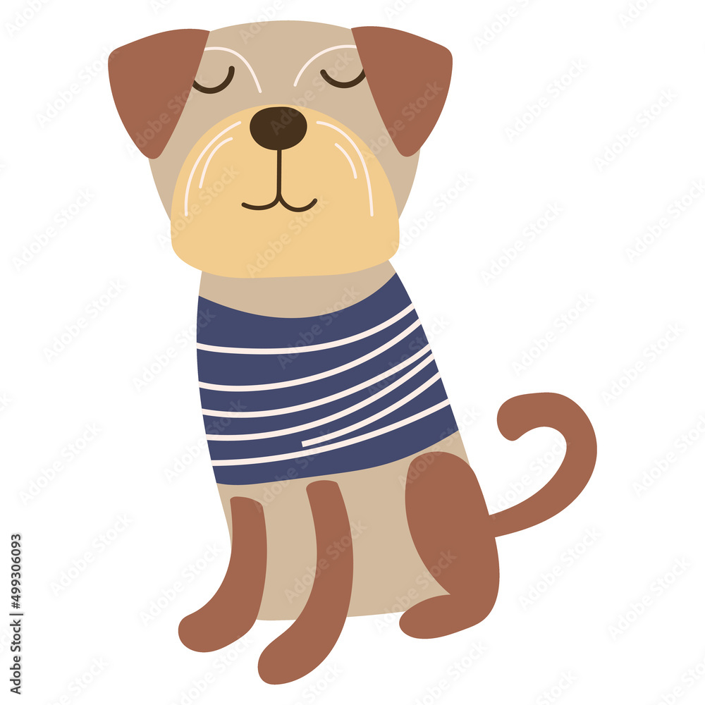 Fototapeta premium Pug-dog Breed on isolated background. Vector illustration.