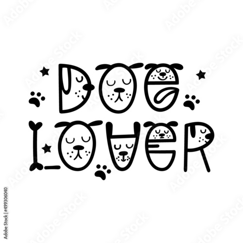 Dog Lover - funny dog quote lettering. Vector illustration.
