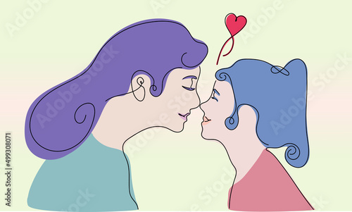 Pure love of mother and daughter
