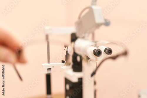 ophthalmologist medical patient. Eye clinic treatment. Hospital optics equipment. Choosing vision pain eyedrop. conjunctivitis diagnosis doctor. optometry allergy pain