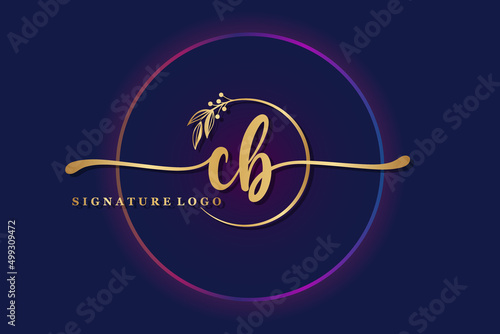 luxury signature logo design initial cb. Handwriting vector logo design illustration image