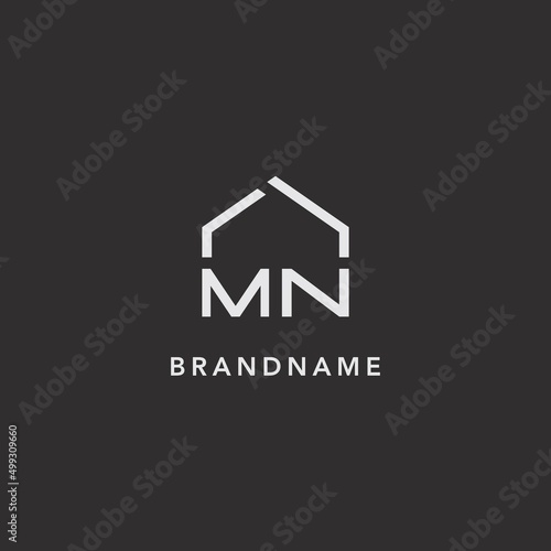 Initials MN roof real estate logo design