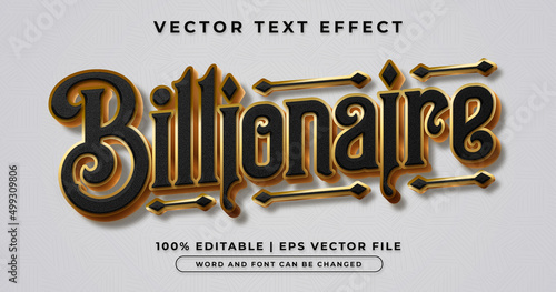 Billionaire black and gold editable text effect photo