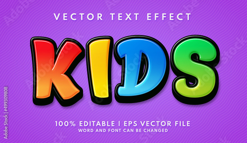 Kids and colorful text effect template