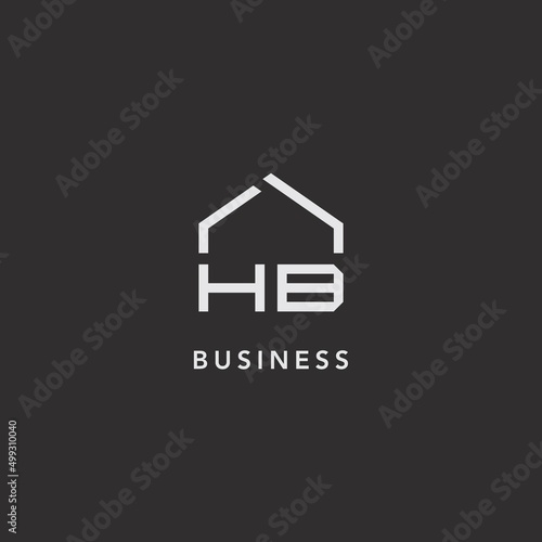 Initials HB roof real estate logo design