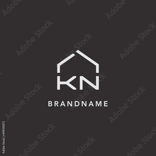 Initials KN roof real estate logo design