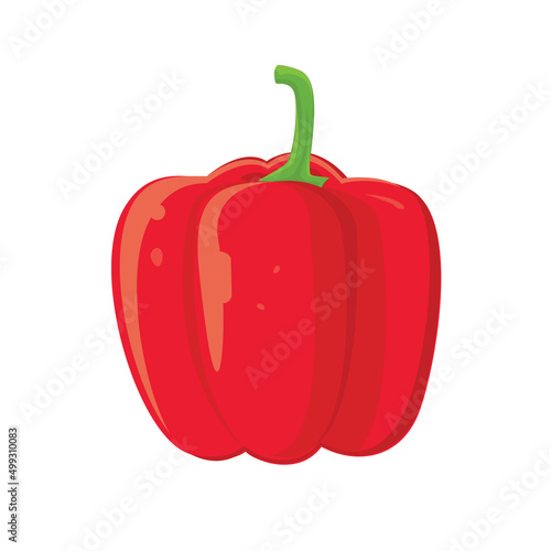 Red bell pepper isolated on white background. Vector illustration of vegetable.