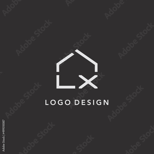 Initials LX roof real estate logo design