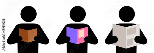 Reading - people read book, magazine and newspapers. Simple vector illustration isolated on white.