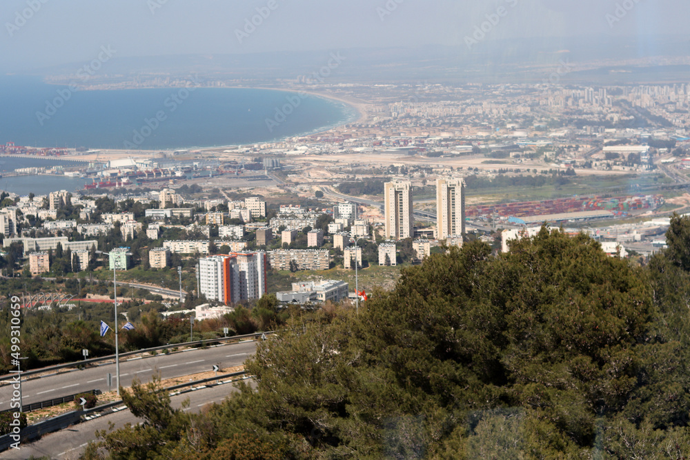 Haifa city from above. Sunny day photo. 