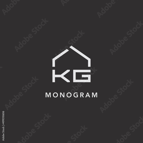 Initials KG roof real estate logo design
