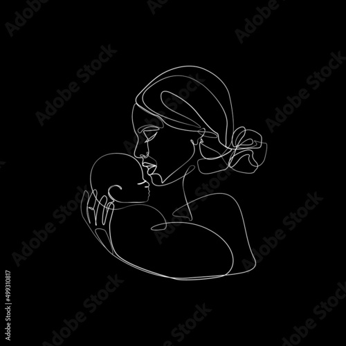 Mother Holding a Baby Print, Printable Nursery Line Art, Mother and Baby Wall Line Art, Minimal Line Art, Mother and Child Line Drawing	