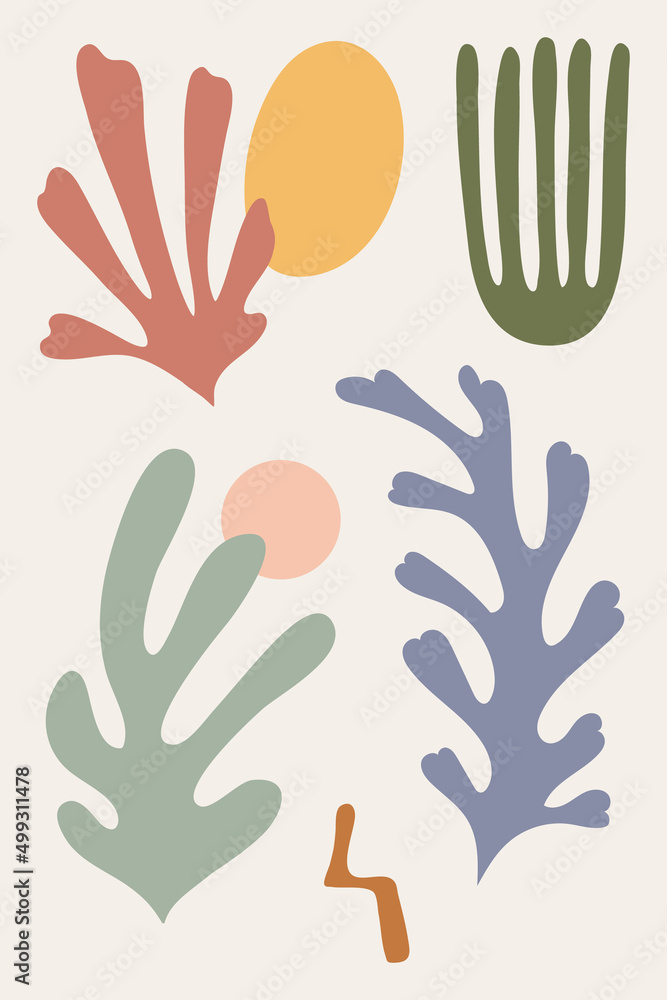 Modern abstract trendy smooth shapes bundle earthy artistic leaves set Modern abstract trendy smooth shapes bundle earthy artistic leaves set