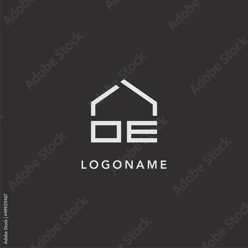 Initials OE roof real estate logo design
