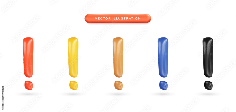 Obraz premium Realistic 3d exclamation mark vector illustration