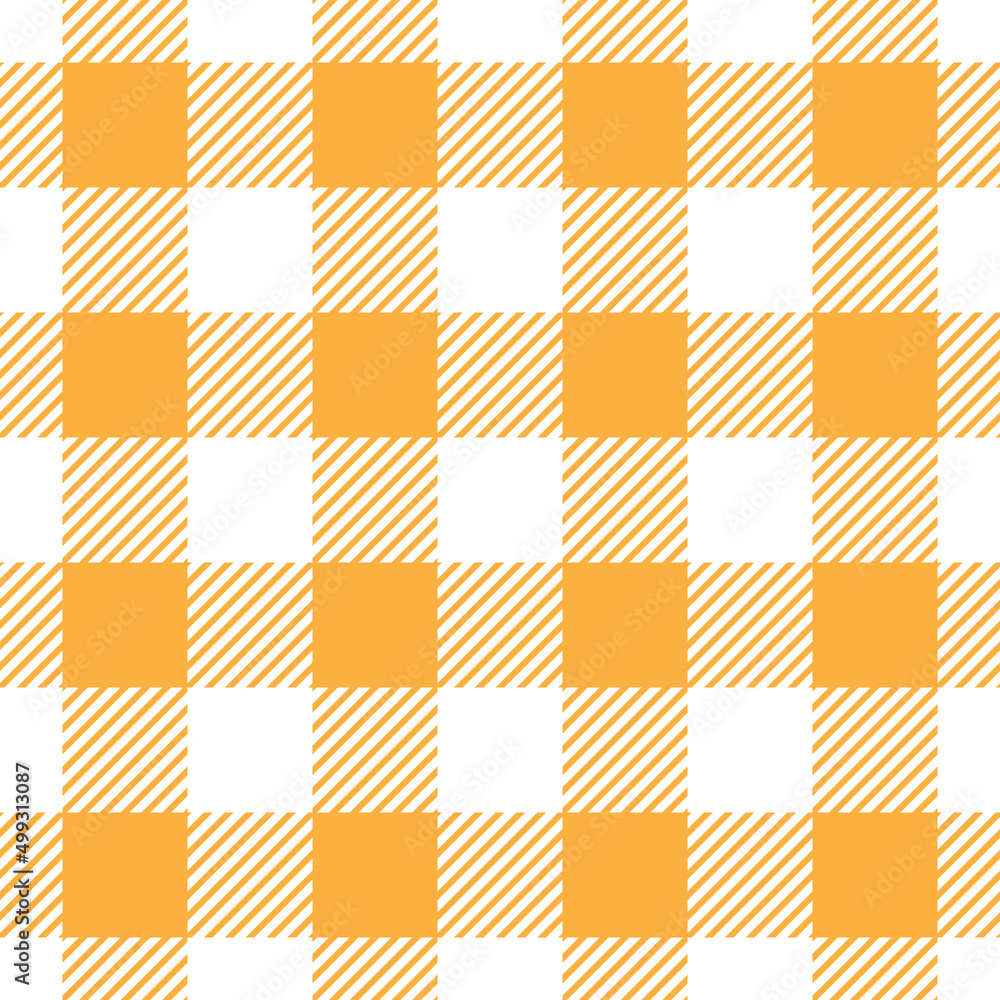 Orange and white gingham pattern, checkered plaid vector repeat Orange and white gingham pattern, checkered plaid vector repeat