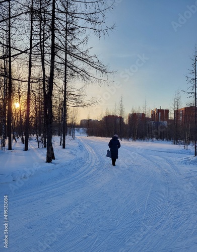 walking in the snow