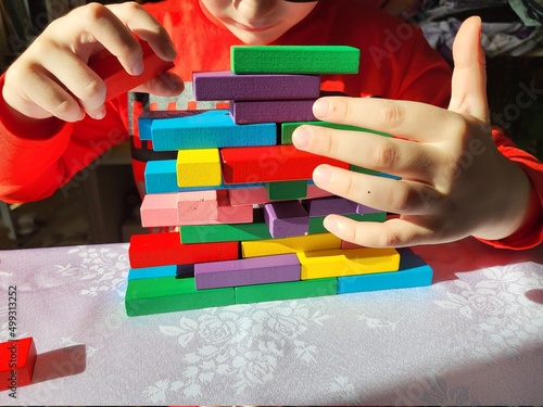 child playing with blocks