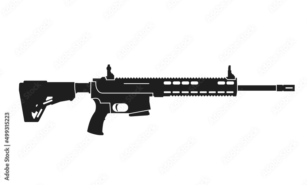 assault rifle haenel cr223. weapon and gun icon. isolated vector image for military infographics and web design