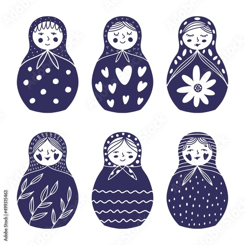 Vector set of hand-drawn dolls