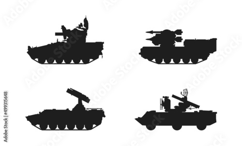 short range air defense missile system set. war and army symbol. isolated vector image for military concepts