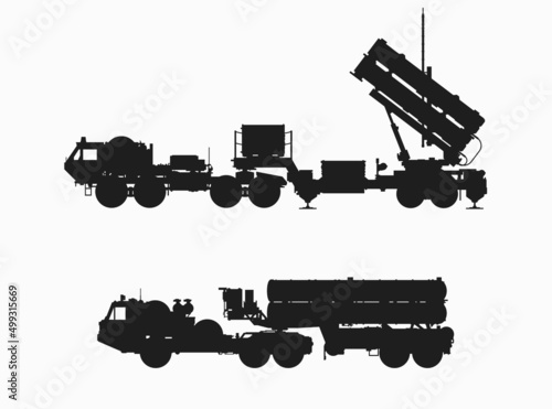 anti-aircraft missile system. rocket weapon and army symbol. isolated vector image for military concepts and web design