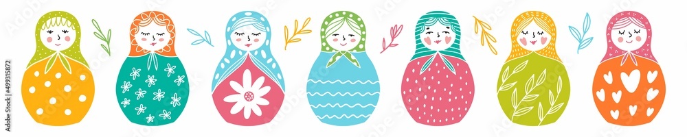 Vector set of hand-drawn dolls Vector set of hand-drawn dolls