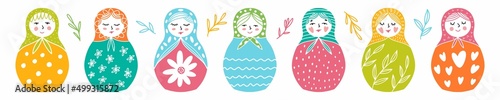 Vector set of hand-drawn dolls