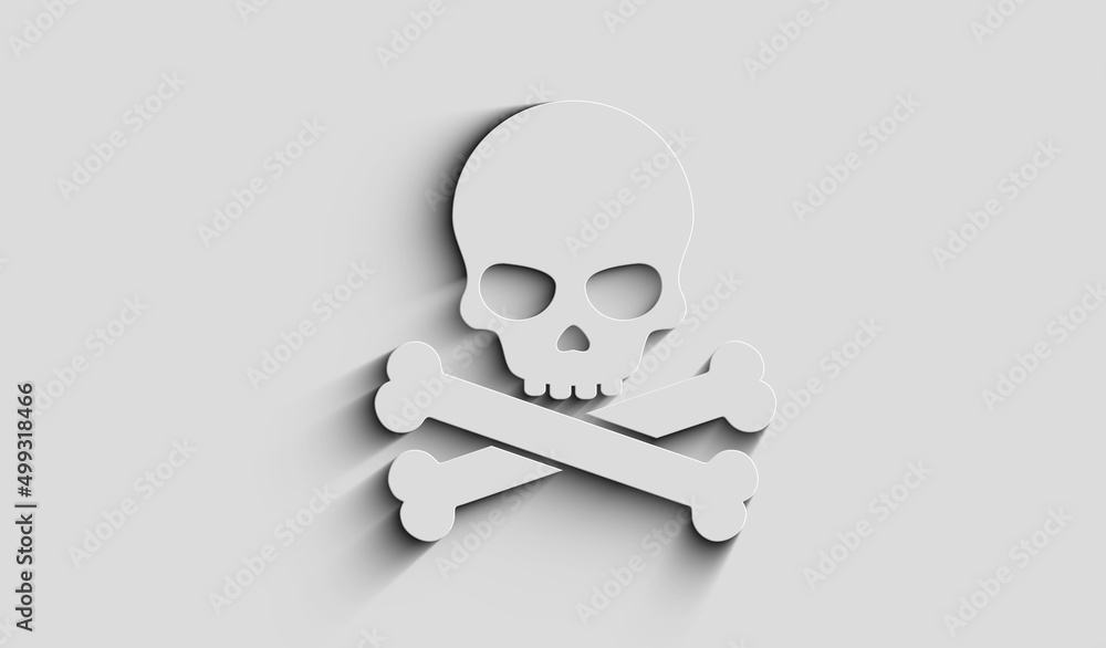 Skull pirate and online cyberattack symbol 3d with shadow illustration Skull pirate and online cyberattack symbol 3d with shadow illustration
