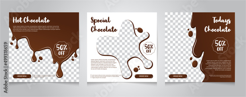 Social media template design for drinks and chocolate food