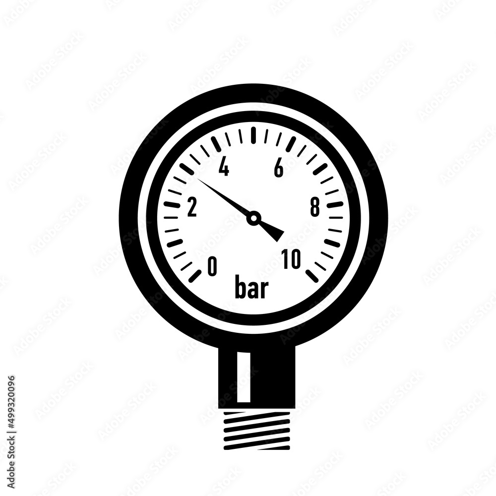 Sanitary plumbing pressure gauge system with pipe. Simple style detailed logo icon vector illustration isolated Sanitary plumbing pressure gauge system with pipe. Simple style detailed logo icon vector illustration isolated