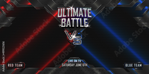 Obraz na płótnie Versus battle fighting 3d realistic horizontal banner poster background with modern metallic logo