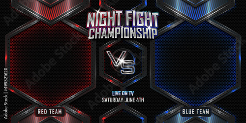 Obraz na plátně Versus battle fighting 3d realistic horizontal banner poster background with modern metallic logo