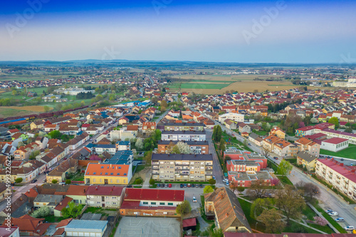 Beautiful Bjelovar in spring morning from above