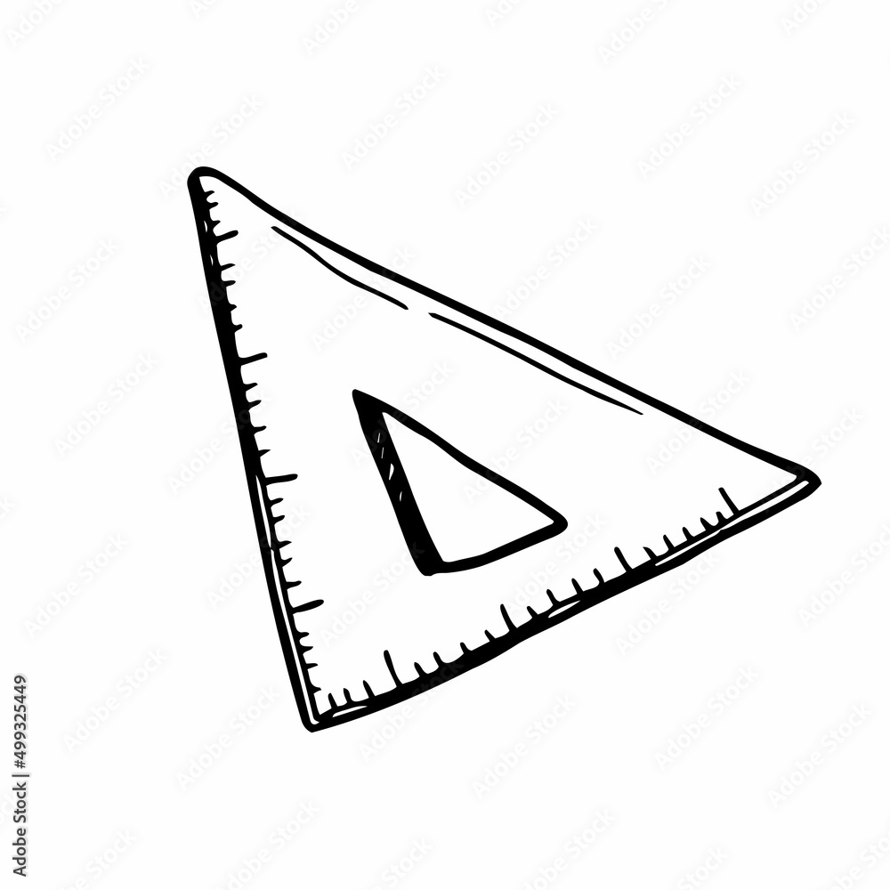 Fototapeta premium Triangular. Ruler. Doodle vector image. Isolated over white background.
