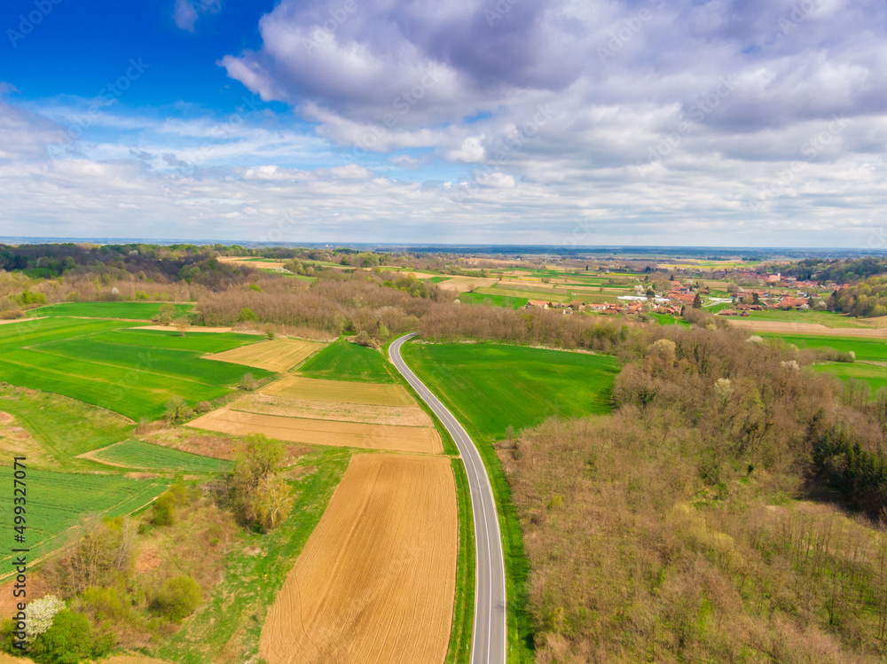 Beautiful Bilogora in spring from above