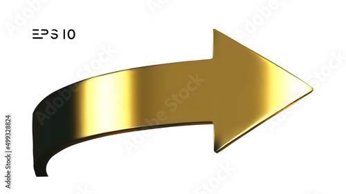 Gold arrow spin isolated on white background. Vector arrow button symbol. Vector illustration.