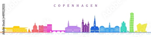 Foto Copenhagen landmarks denmark city skyline colorful vector silhouette