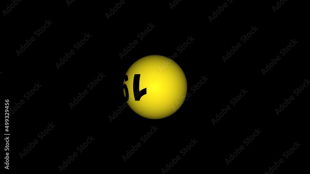 Lottery Number 19 nineteen Ball rotation on black Background. lottery ball on the alfakanal