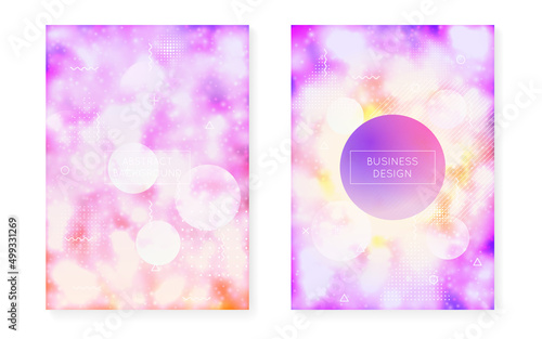 Geometric Design. Violet Shiny Texture. Tech Banner. Abstract Background. Trendy Flyer. Dynamic Dots. Rainbow Pattern. Retro Business Composition. Purple Geometric Design
