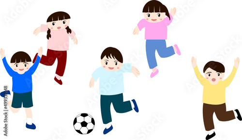 サッカーをする子供たち
