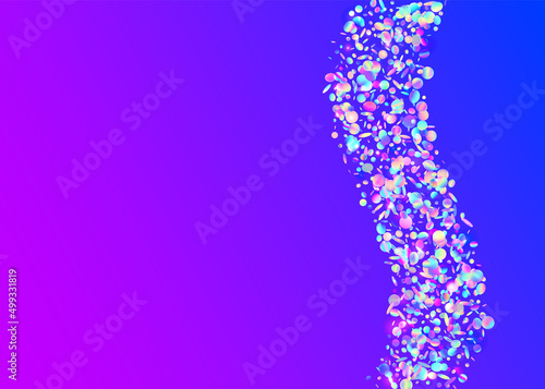 Neon Effect. Luxury Art. Cristal Glare. Fantasy Foil. Metal Realistic Gradient. Hologram Background. Violet Party Confetti. Disco Design. Blue Neon Effect