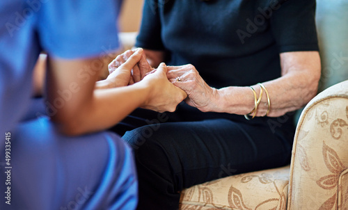 Youre in safe hands now. Cropped shot of a nurse holding an elderly womans hands. © Cecilie Skjold Wackerhausen/peopleimages.com