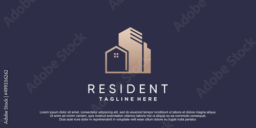 Modern resident icon logo for business construction Premium Vector