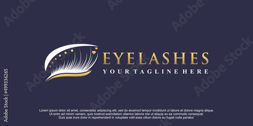 Eyelashes logo design for beauty make up with creative element Premium Vector
