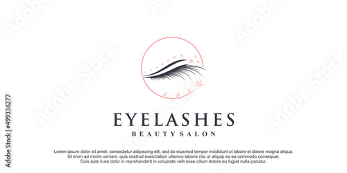 Eyelashes logo design for beauty make up with creative element Premium Vector